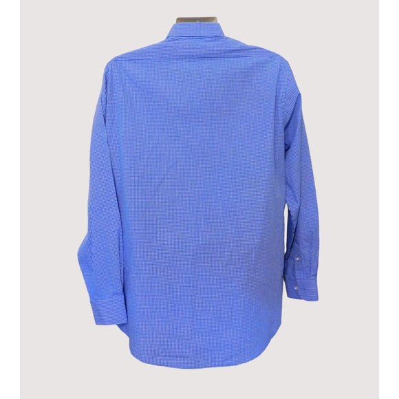 Van Heusen Shirt 15.5-16 34/35 TCU Frog Patch Blue White Check LS Cotton Blend - Picture 5 of 7